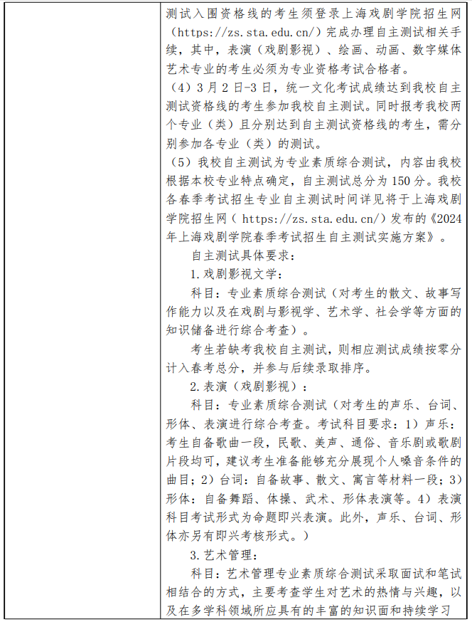 2024年上海戏剧学院春季高考招生简章 2024年上海戏剧学院春季高考招生简章