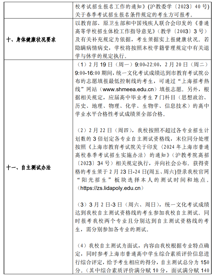 2024年上海立达学院春季高考招生简章 2024年上海立达学院春季高考招生简章