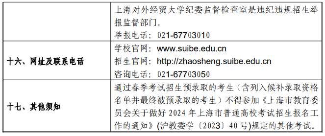 2024年上海对外经贸大学春季高考招生简章 2024年上海对外经贸大学春季高考招生简章