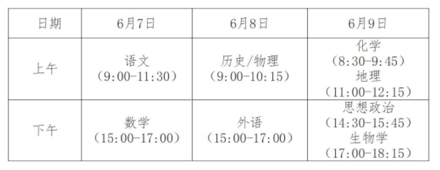 安徽2024年高考时间安排 安徽2024年高考时间安排
