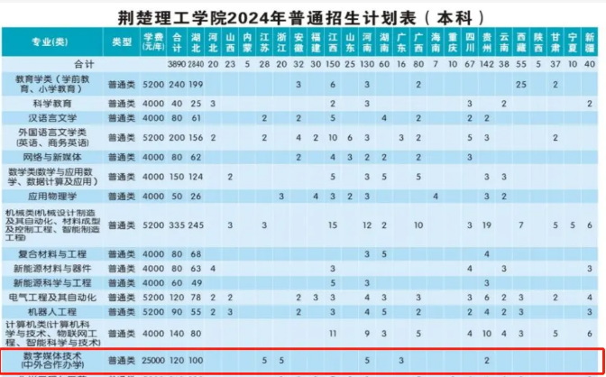 2024荆楚理工学院中外合作招生计划 2024荆楚理工学院中外合作招生计划