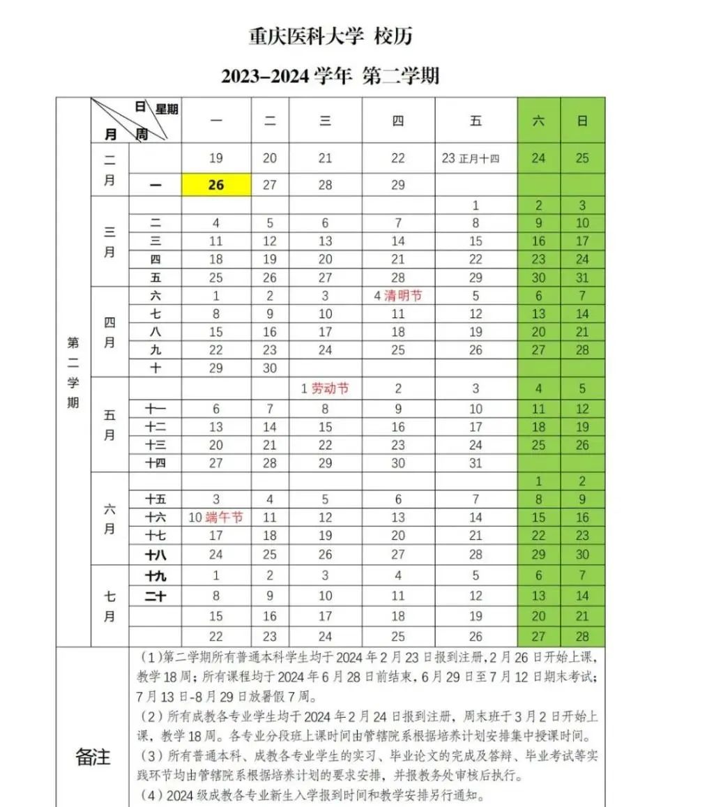 2024重庆医科大学暑假放假时间通知 2024重庆医科大学暑假放假时间通知
